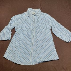 Oh! Mamma Maternity button down Small blue striped top blouse